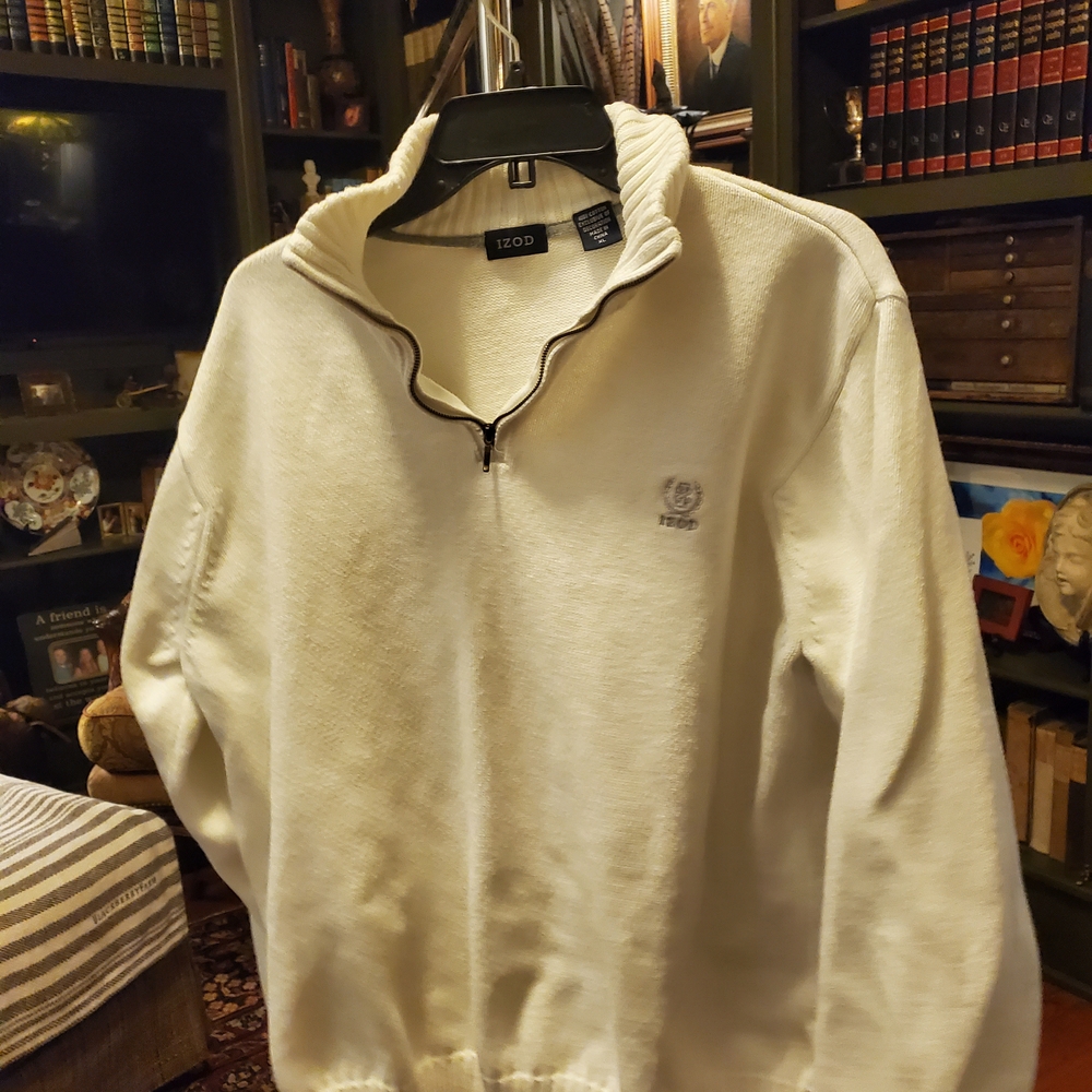 IZOD Men's Cream Zip-Up Sweater